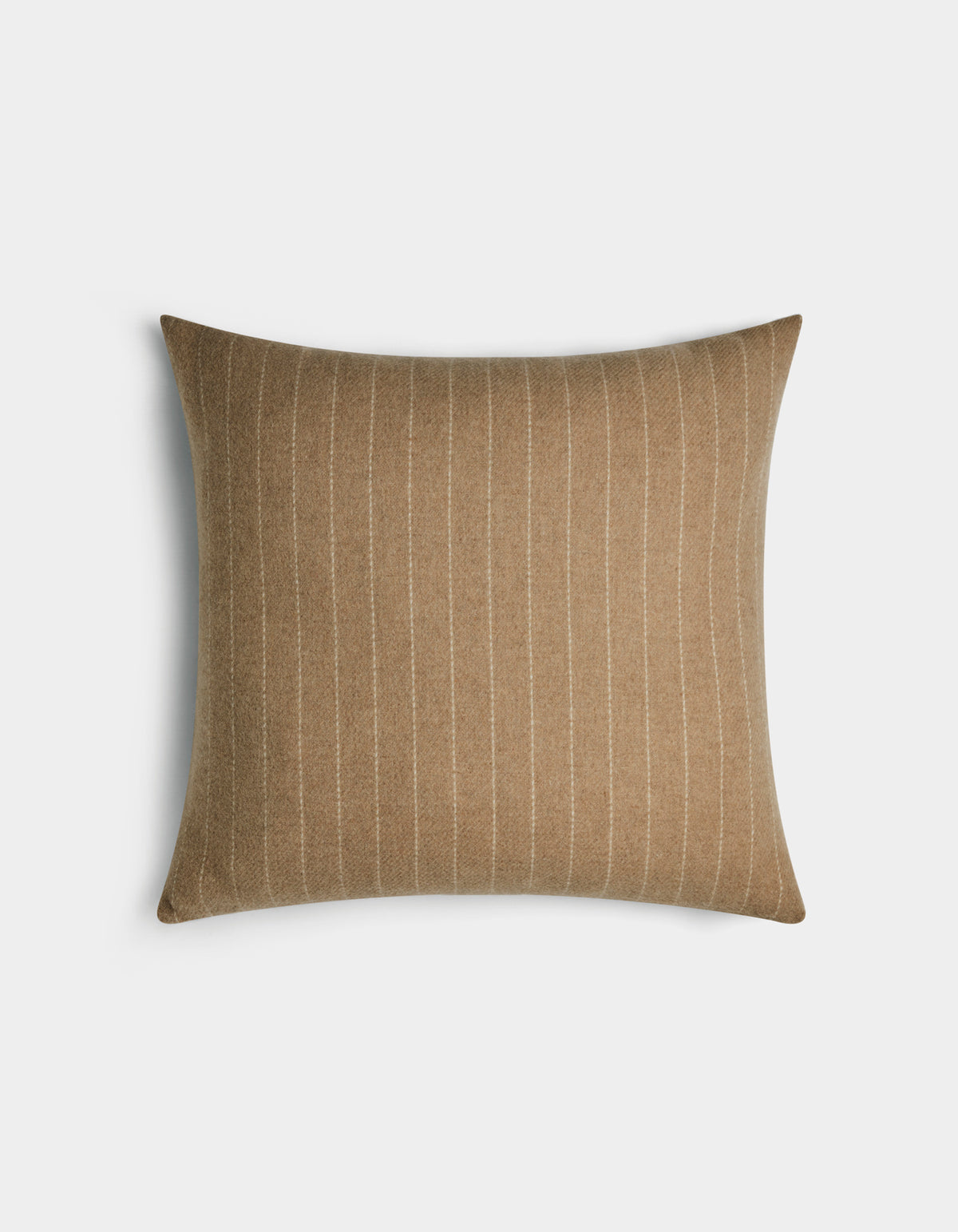 The Florence Pillow by Cozy Earth features a square beige design with thin vertical white pinstripes, shown on a plain white background.|Color:Brandy