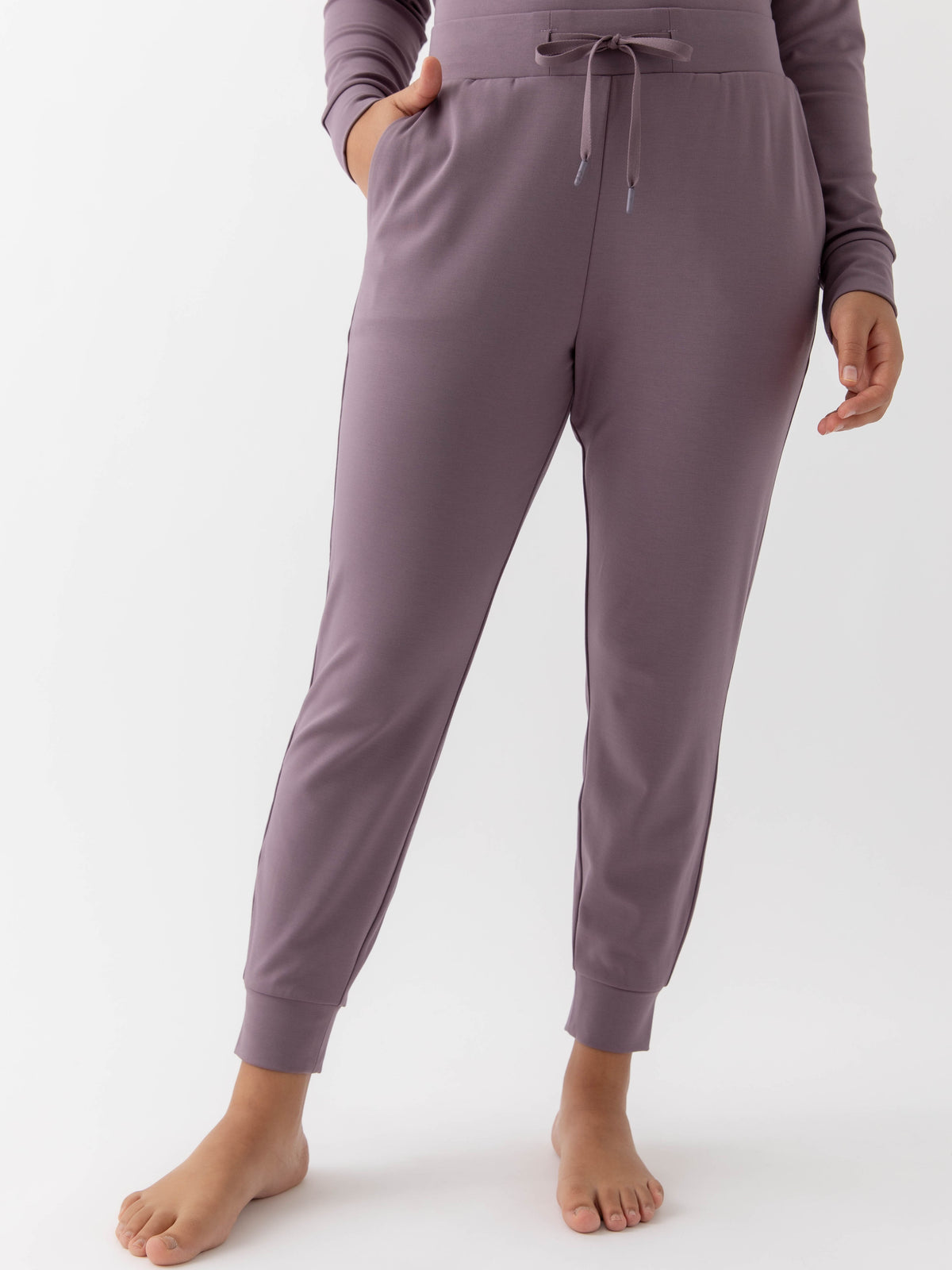 Twilight Bamboo Jogger Set. The photo was taken close up, showing off the print of the joggers. |Color: Twilight