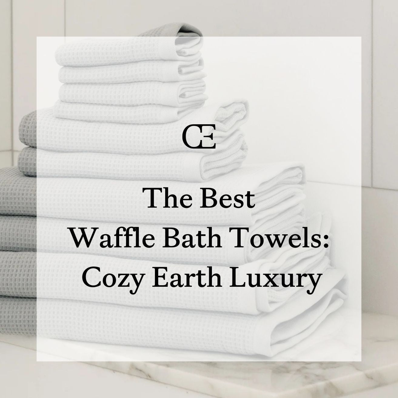 A stack of Cozy Earth Waffle Bath Towels