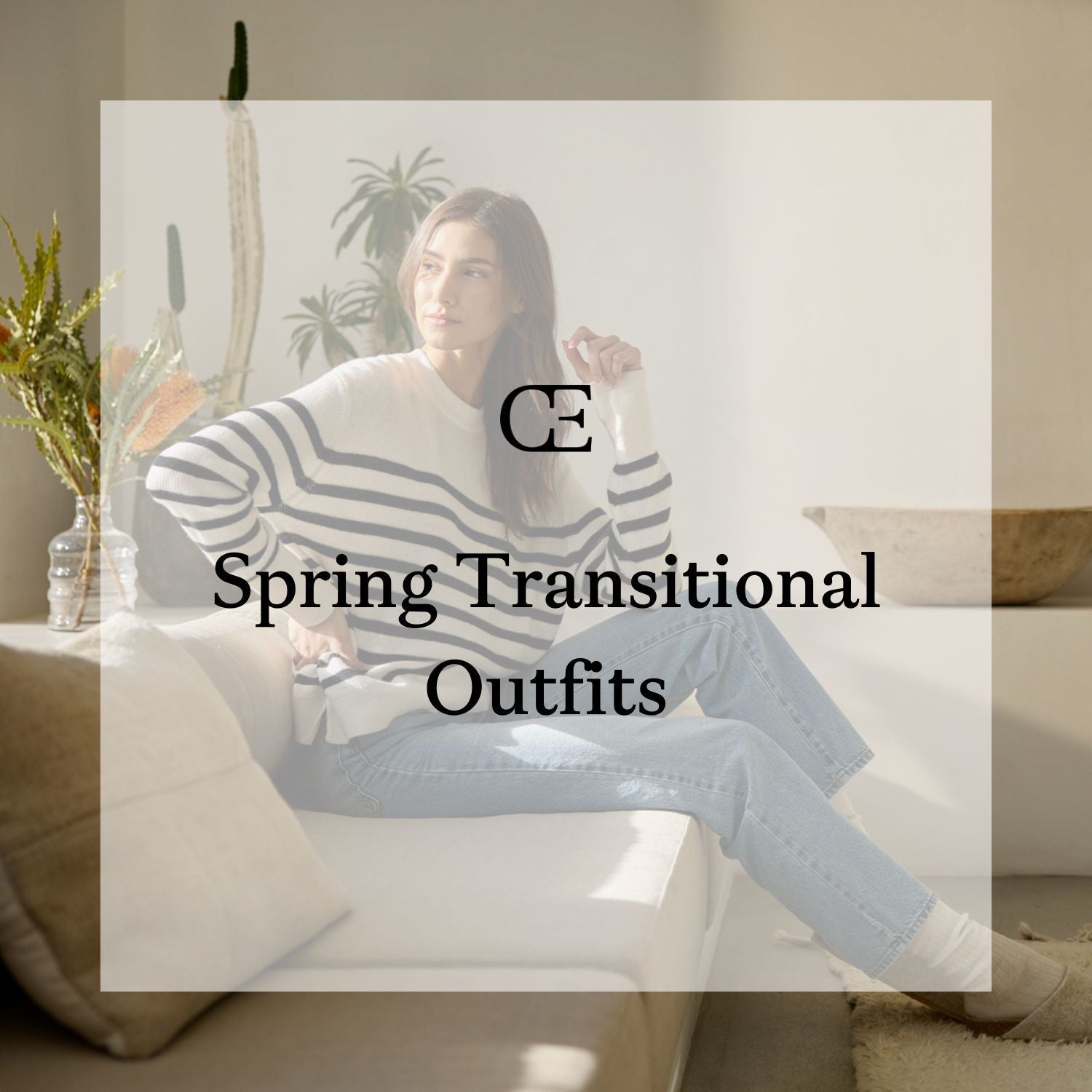 Woman in Cozy Earth sweater sitting on couch