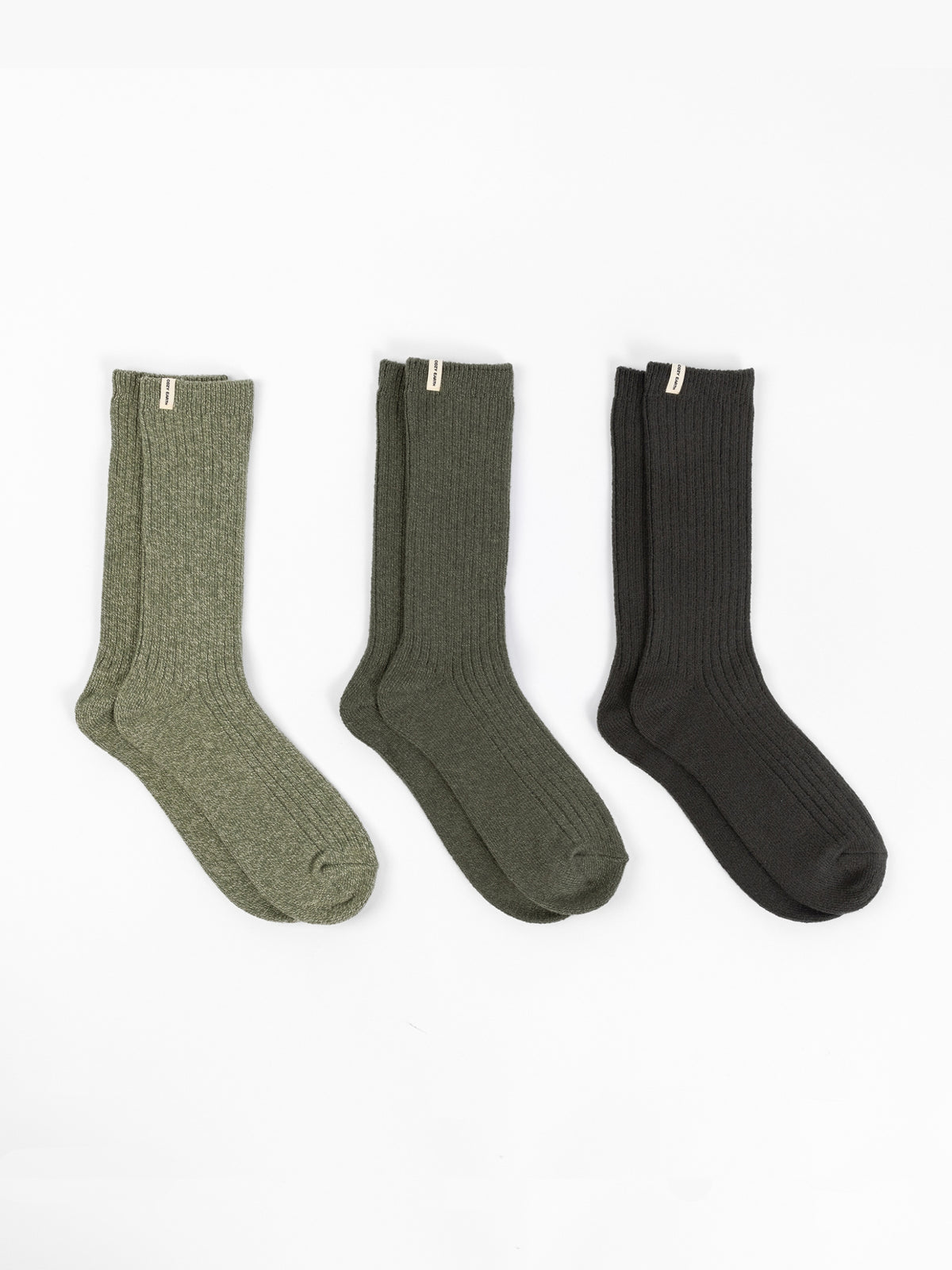 Cozy Earth Plush Lounge Calf Sock 3-Pack in Juniper, Olive, and Pine 