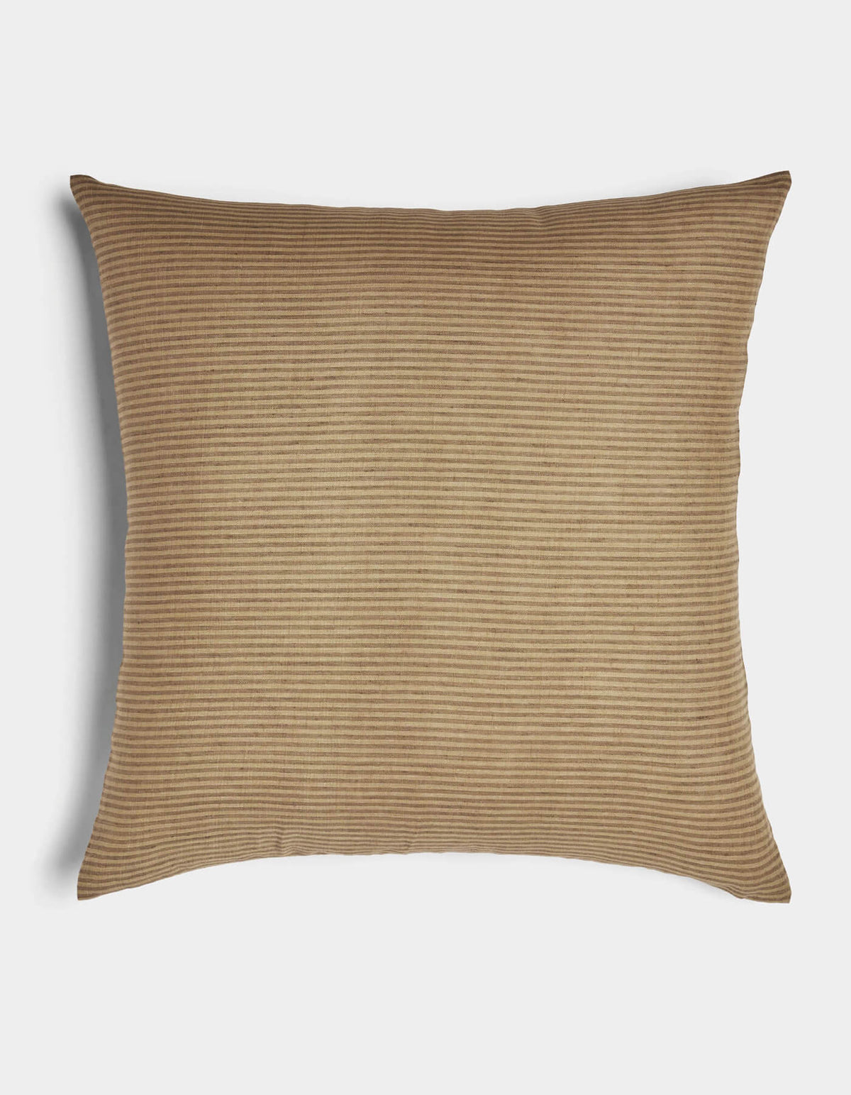 The Cozy Earth Striped Throw Pillow features a light brown corduroy-textured cover with subtle horizontal stripes, shown against a plain white background.