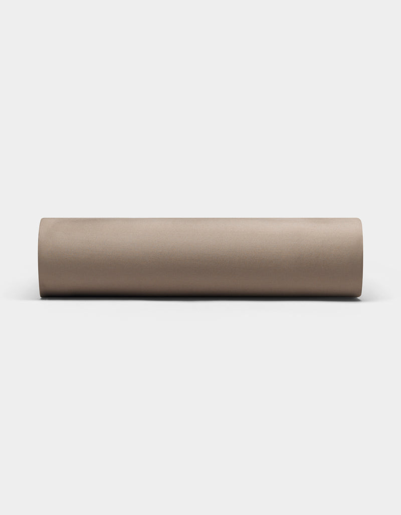 The Cozy Earth Bamboo Fitted Sheet in light beige is displayed from a front view against a plain white background.