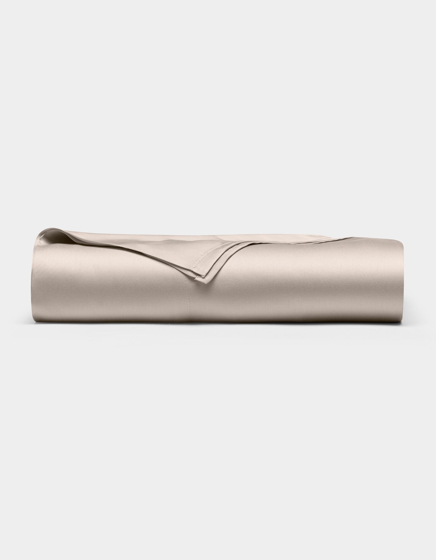 The Cozy Earth Bamboo Flat Sheet, neatly folded in light beige, is displayed on a plain white background.|Color:Driftwood