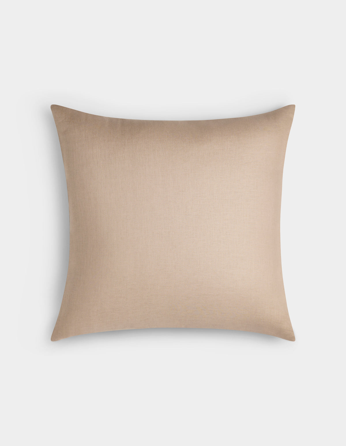 The Cozy Earth Linen Throw Pillow, featuring a square shape and plain beige fabric cover, is displayed against a white background.
