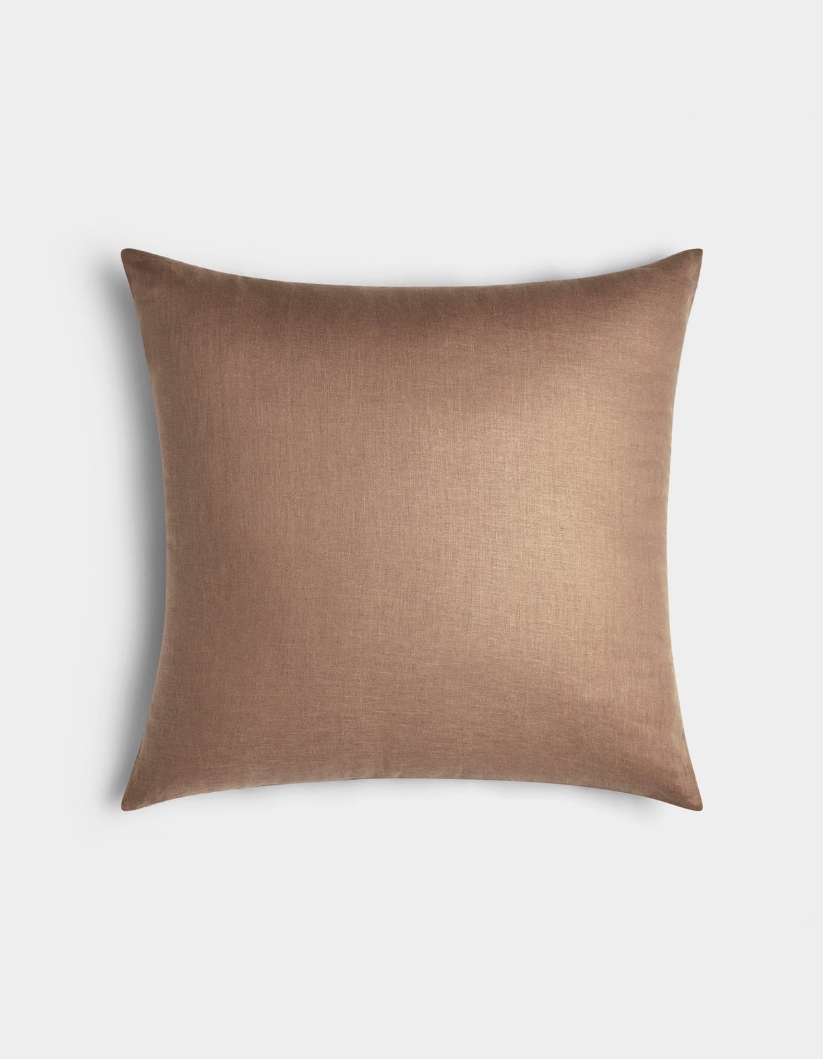 The Cozy Earth Linen Throw Pillow is square and light brown, featuring a smooth, plain fabric cover and shown against a white background.|Color:Maple|Size:24" x 24"