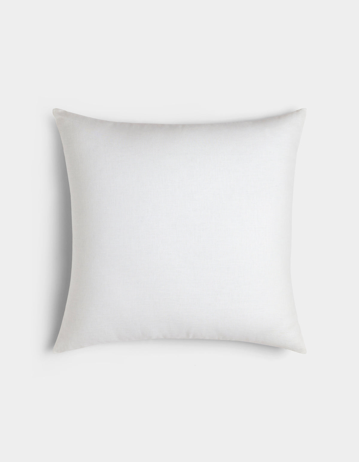 The Cozy Earth Linen Throw Pillow features smooth white fabric in a classic square shape, displayed against a light gray background.