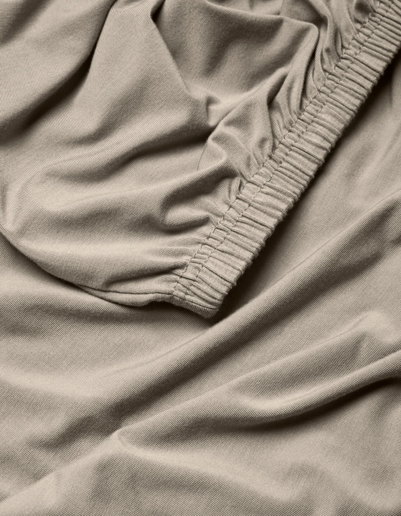 A close-up of the Cozy Earth Bamboo Jersey Fitted Sheet fabric.