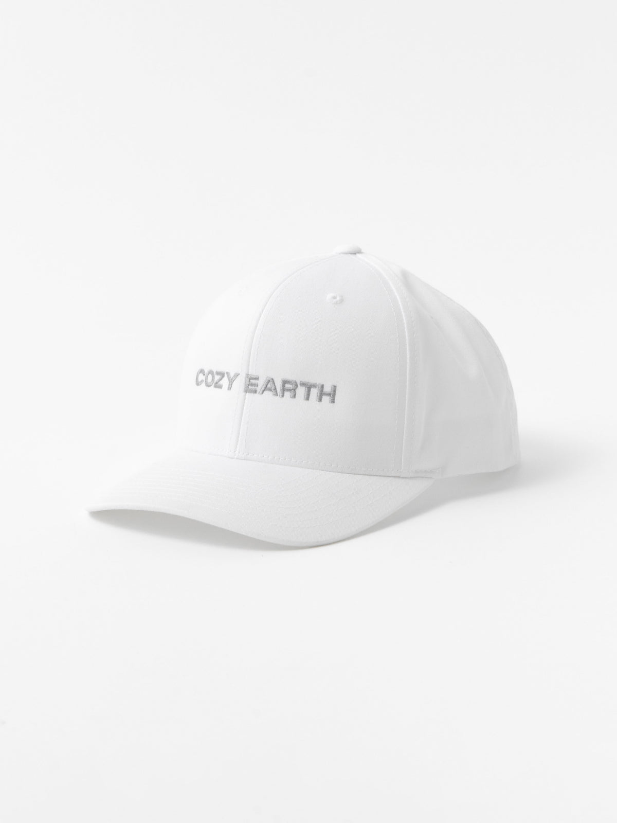 White cap with 'COZY EARTH' text on a white background |Color:White/Stone