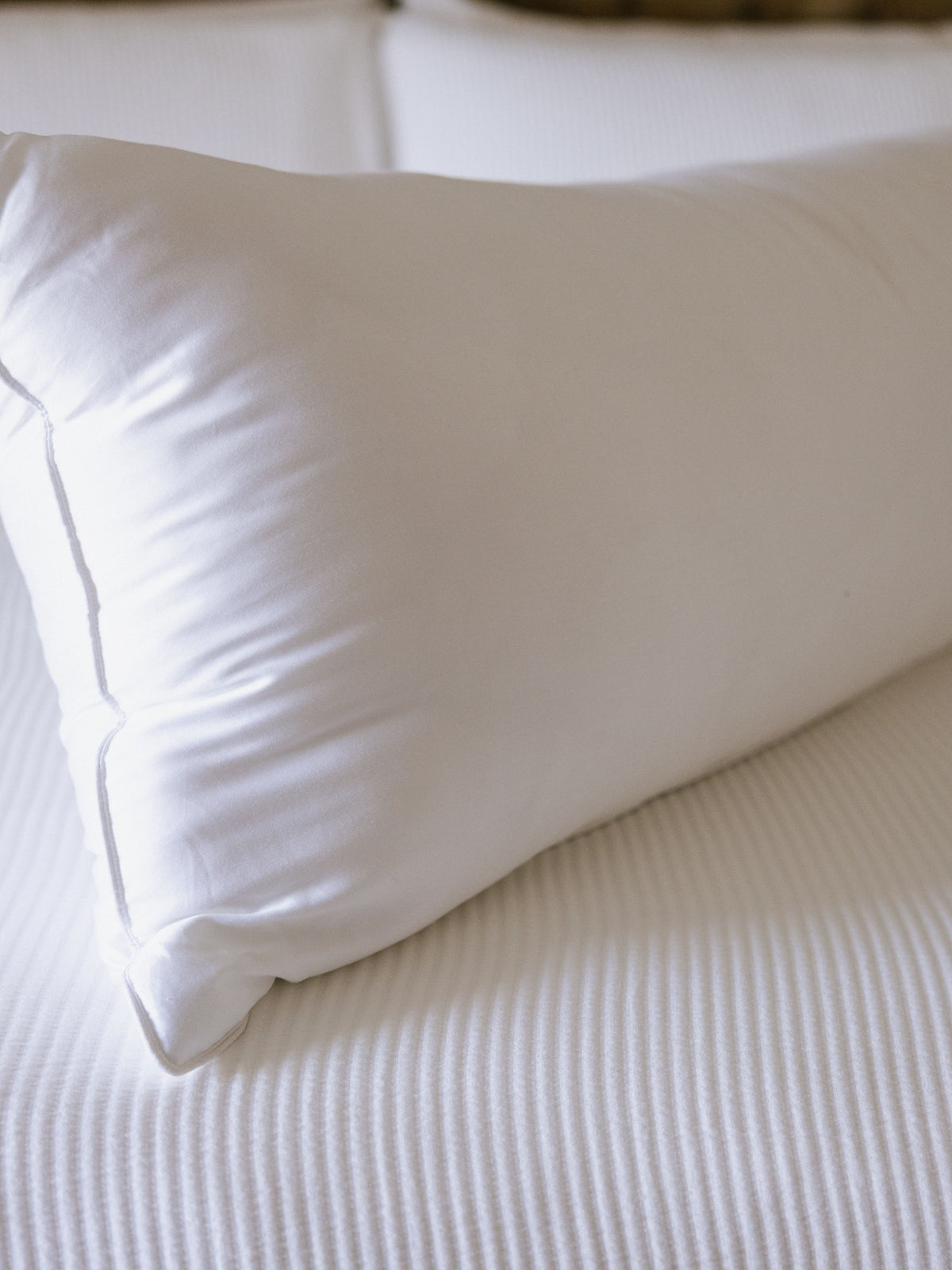 Close up of side of body pillow 