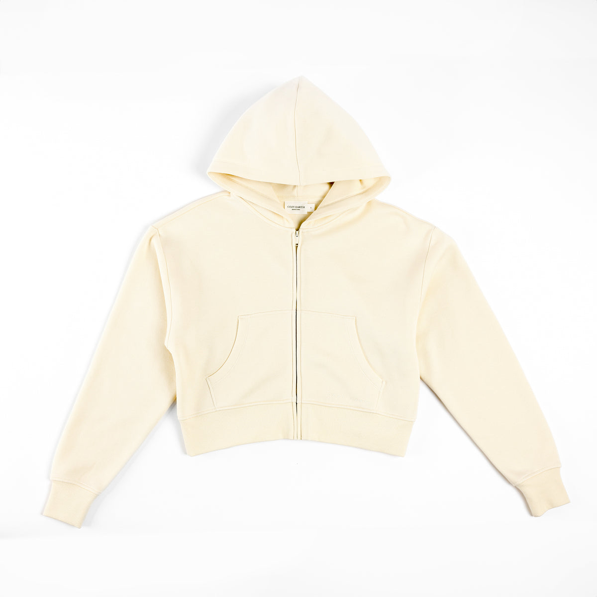 Alabaster CityScape Cropped Full Zip with white background 