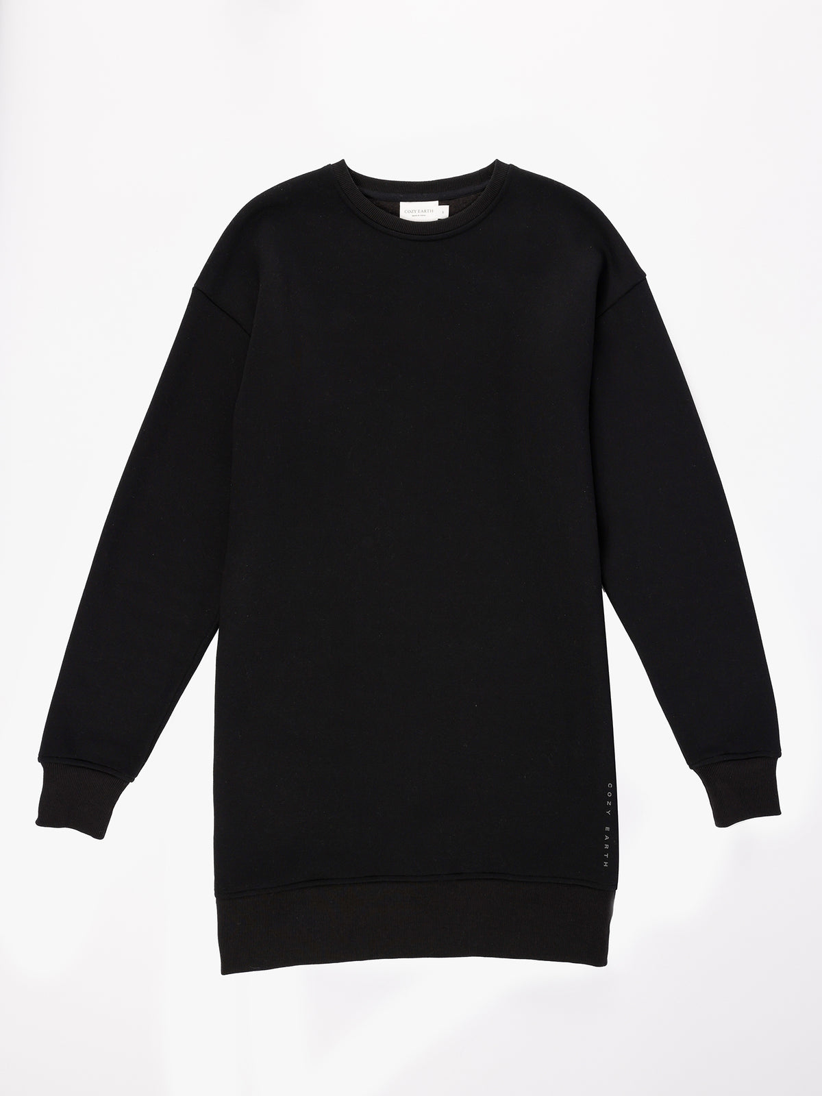 Black CityScape Crewneck Dress with white background 