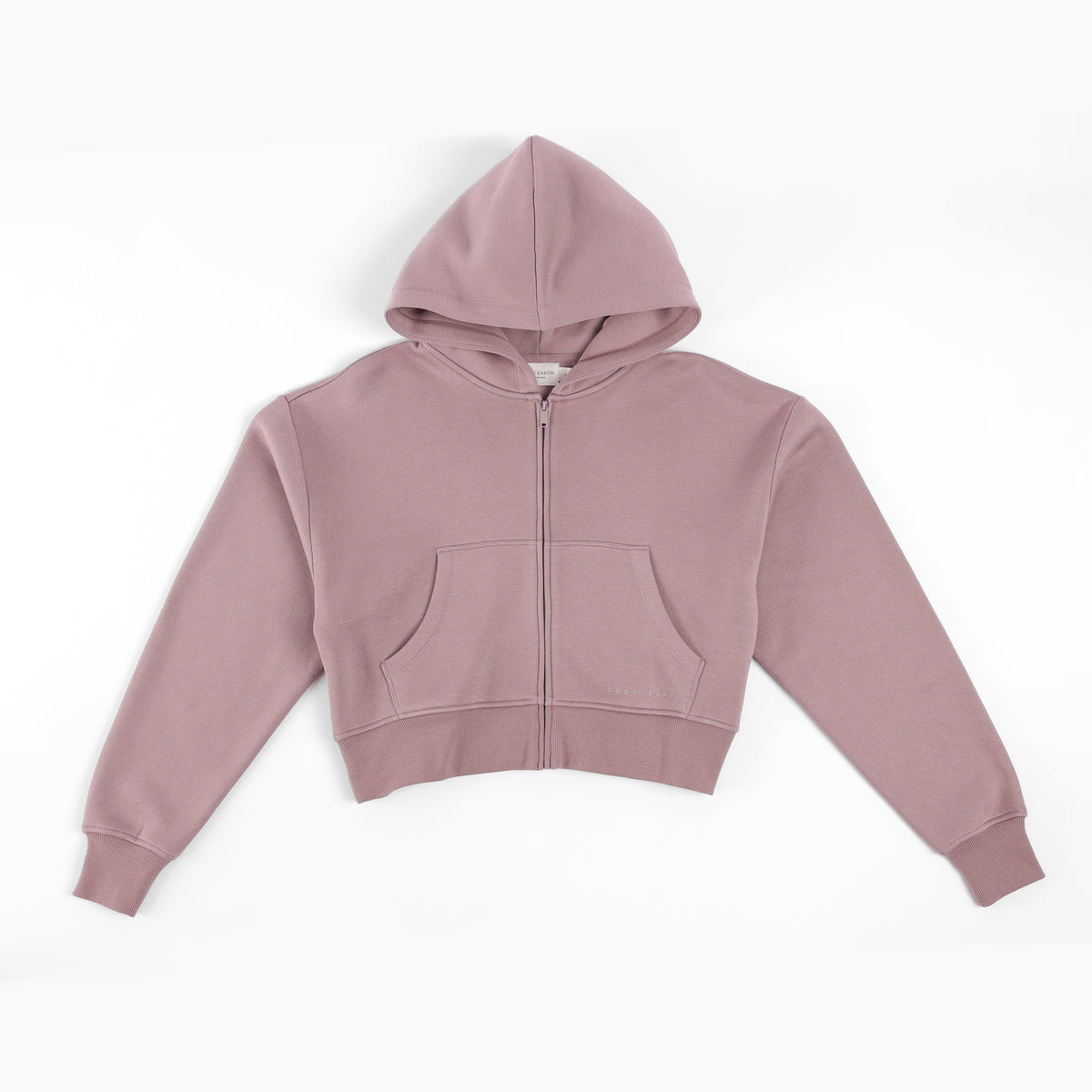 Dusty Orchid CityScape Cropped Full Zip with white background 