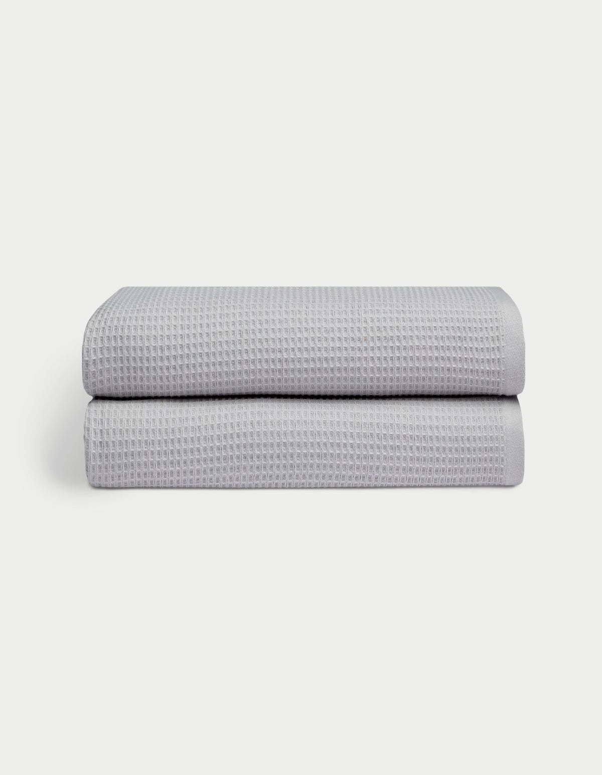 Waffle Bath towels in the color Harbor Mist. Photo of Harbor Mist Waffle Bath towels taken with white background. 
