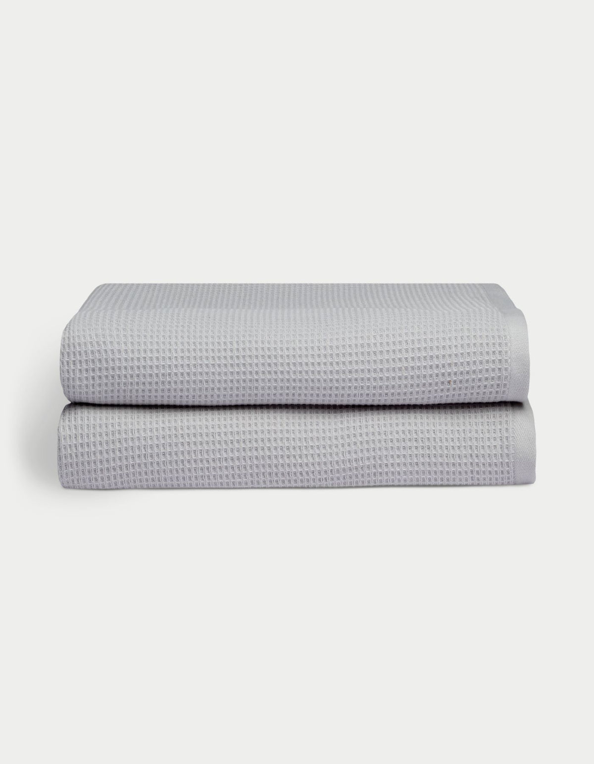 Waffle Bath Sheets in the color Harbor Mist. Photo of Waffle Bath Sheets taken with white a background. 
