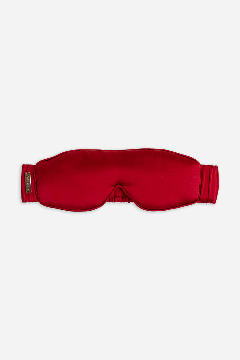 Red Silk sleep mask on a white background